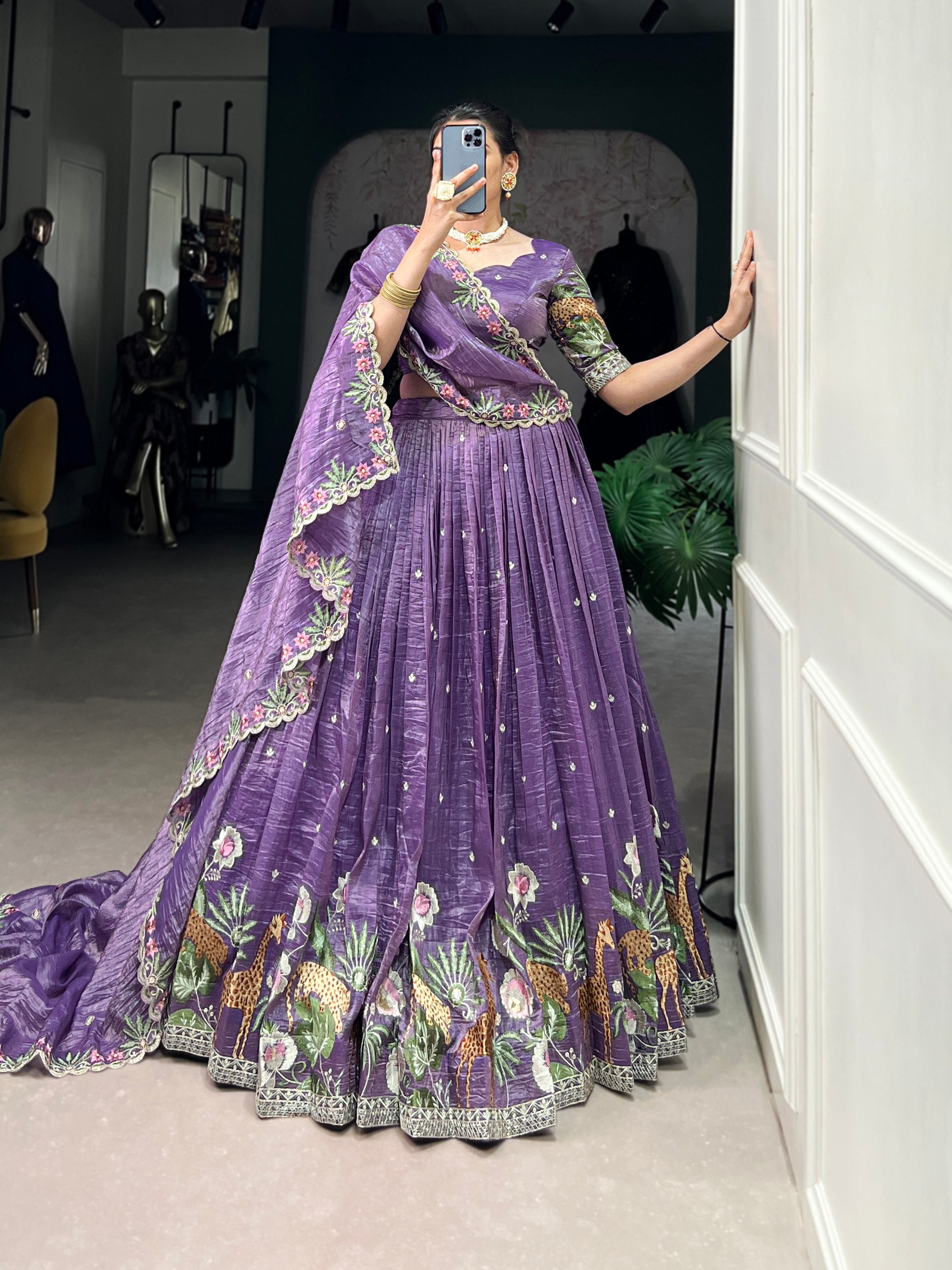 Queen Gold Crush Unstitched Lehengas
