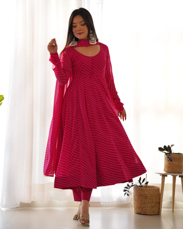Aanika Fox Georgette Laheriya Print Anarkali