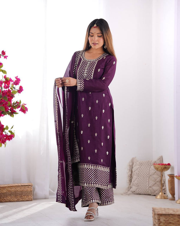 Himanshi Beautiful Pure Chinon Silk Fabric Kurta Set