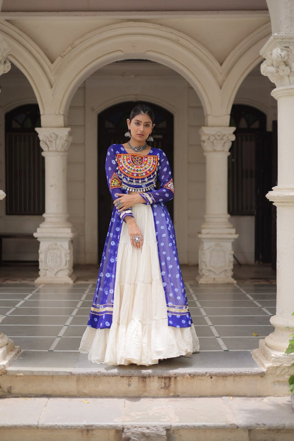Raas Rang Collection Mirror Embroidered Front Cut Jacket Choli