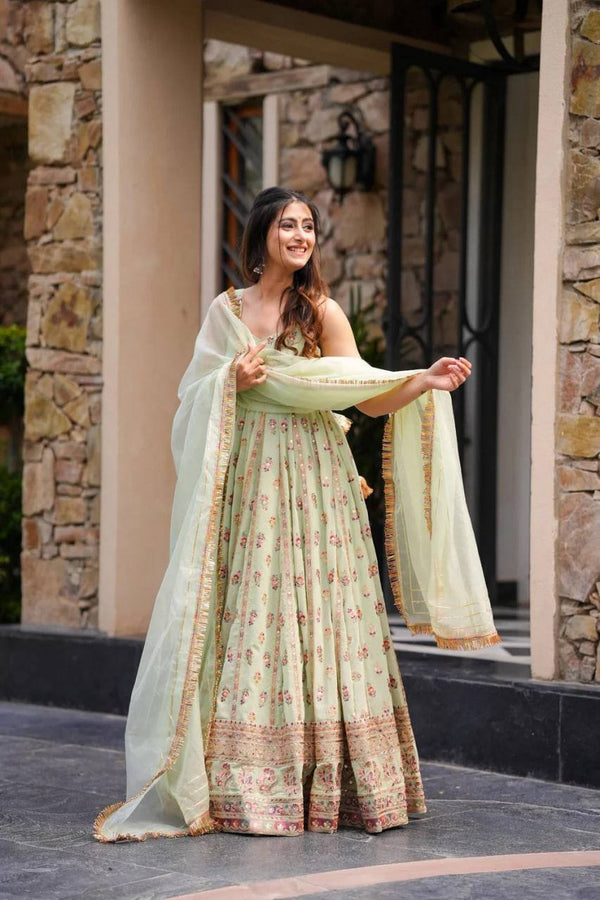 Kahani Mint Serenity Heavy Gown Suit