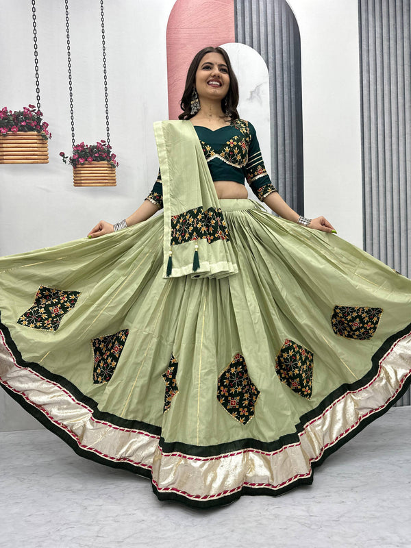 Niyati Nazakat Mirror  Motif Magic in Purple And Olive Lehenga Set