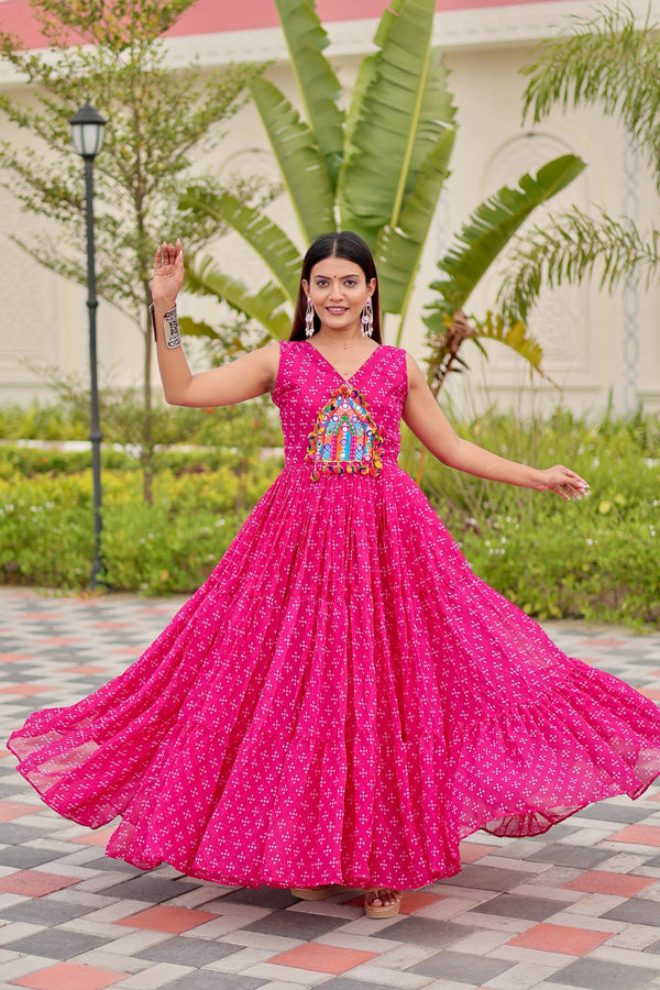 Shree Navratri Special Gamathi Work Gown