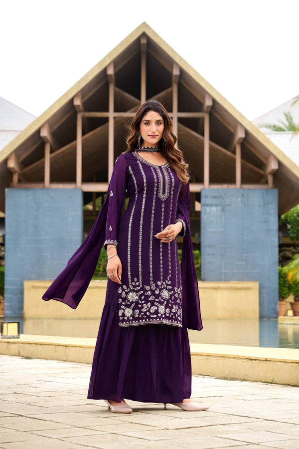 Aaradhya Embroidered Purple Charm Designer Patiala Suit