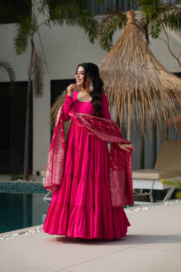 Roohani Designer Romansilk Chanderi Beautifull Anarkali