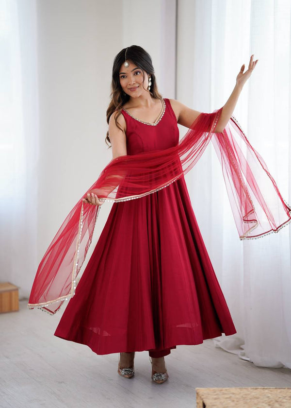 Zari Zikar Anarkali Set