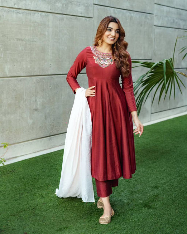 Aradhna Kesriyanc Radiance Hand-Embroidered Anarkali Suit