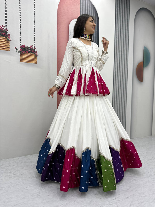 Prisha Cultural Bloom Ivory Lehenga Top Set