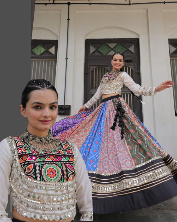Ridhi Multicolor Mirror Work Navratri Lehenga Choli