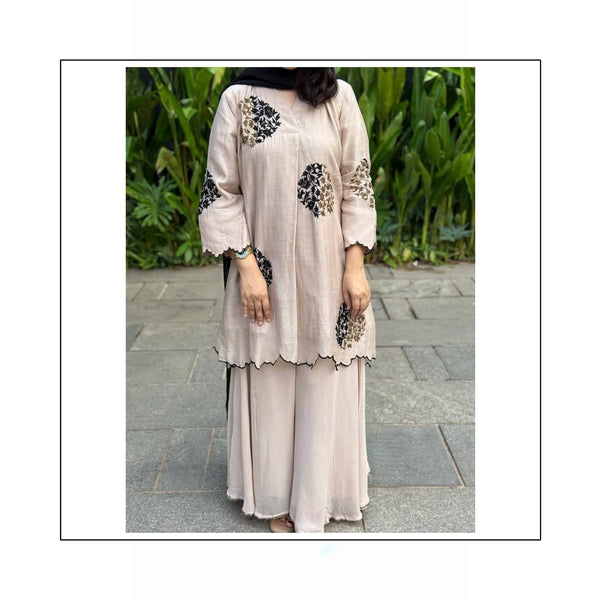 Vaidehi Elegance in Beige Embroidered Kurta Set