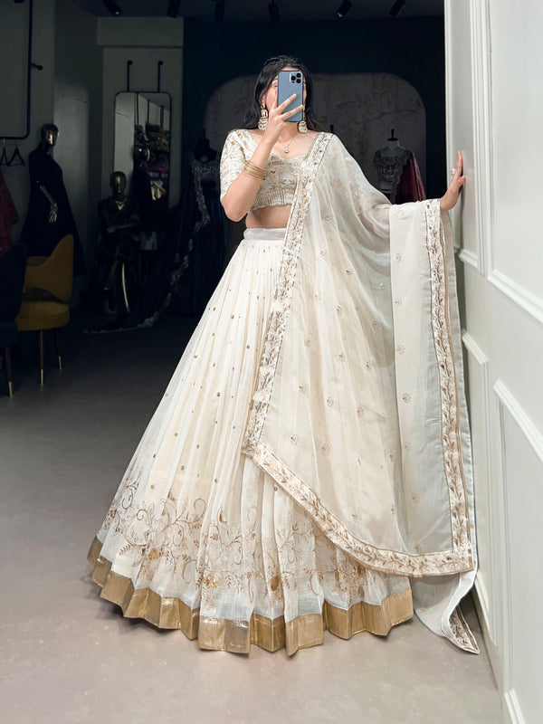 Zahreen Ethnic Silver Glosy Lehenga  Choli