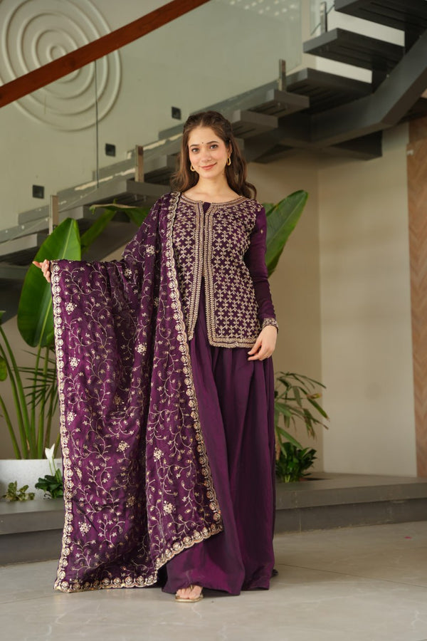 Amaira Rich Beads Embroidered Jacket Style Palazzo Suit