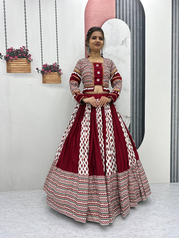 Ajarakh Riyon Cotton Lehenga Choli Set