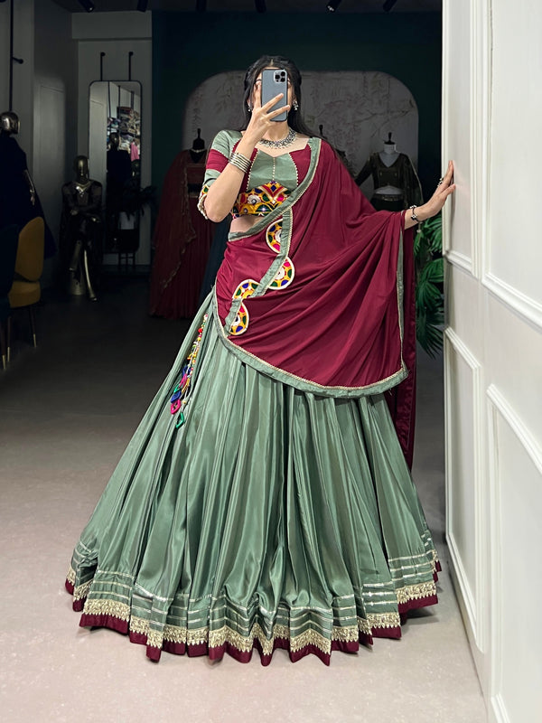 Zehra Sequins And Thread Embroidery Gotta Patti Lace Lehenga choli