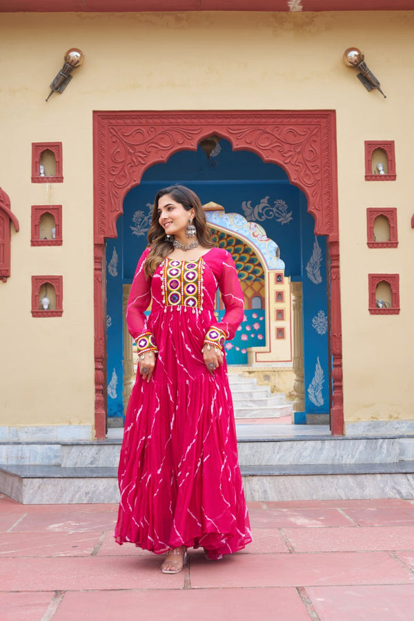 Rang Maati Mirror Yoke Laheriya Print Gown