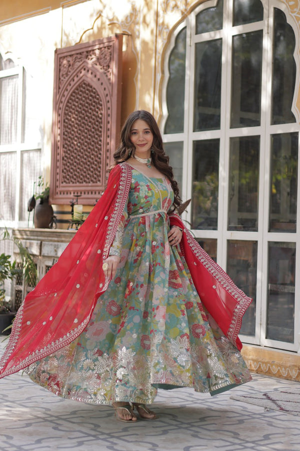 Swarnika  Alia Cut Gown With  Dupatta Set